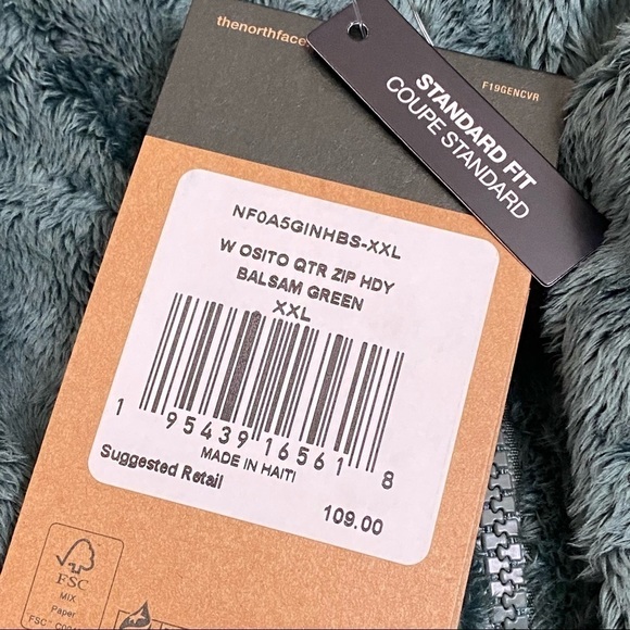 The North Face Osito Quarter‎ Zip Cropped Hoodie Balsam Green Size XXL - Picture 14 of 16